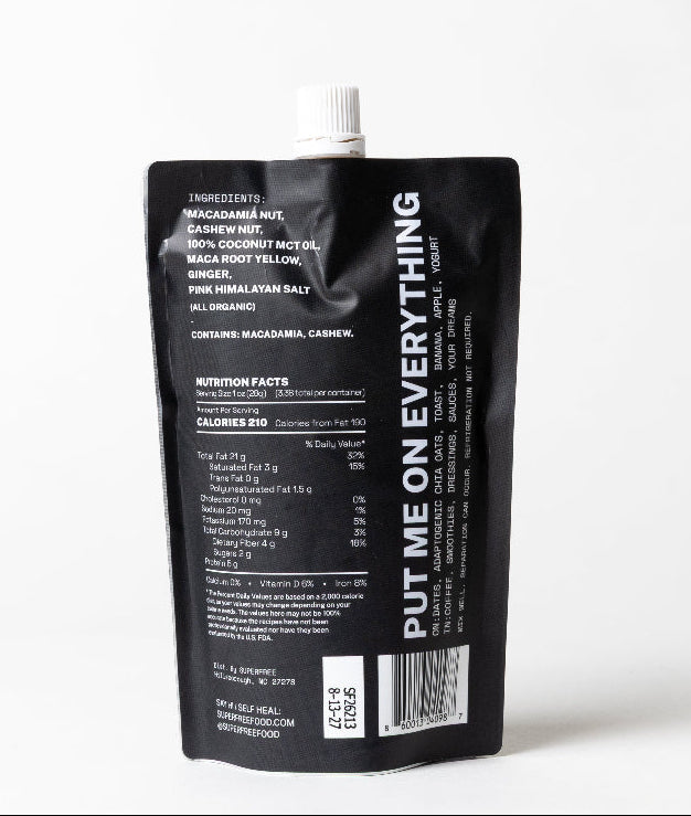 back label of maca butter