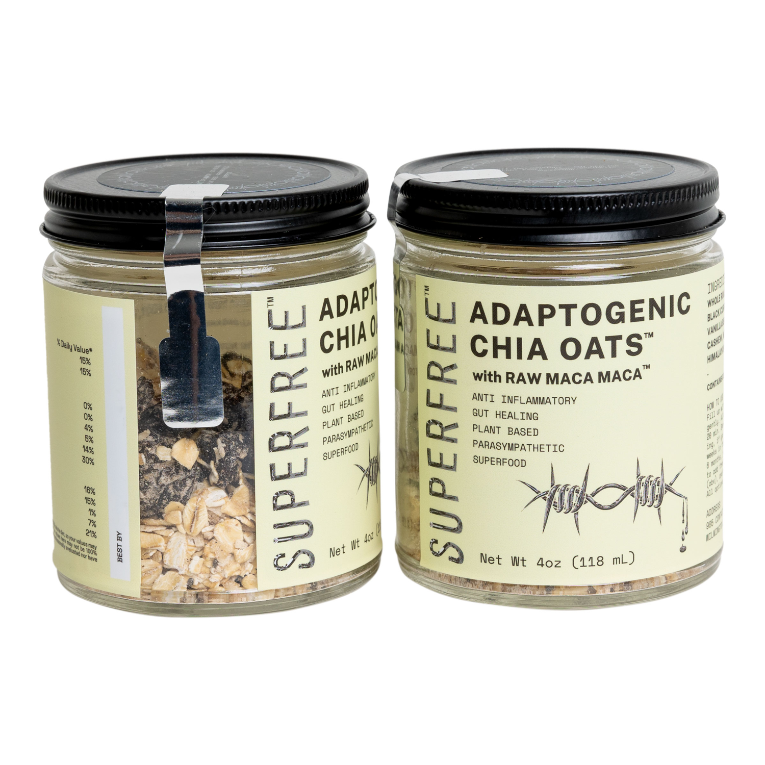 Superfree Single Serve Adaptogenic Chia Oats side view